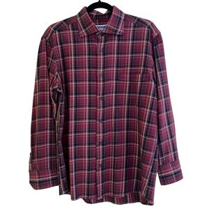 Taccaliti Red/Grey/Cream Check Cotton Flannel Button Down Shirt M